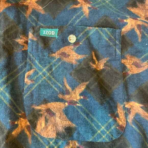 VTG 80s IZOD Redhead duck black‎ & blue plaid flannel 100% cotton shirt XL - Picture 2 of 10